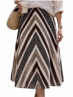 Vintage Gerd Inez Embroidered Chevron Midi Skirt EU 38‎ US 4 Scandinavian